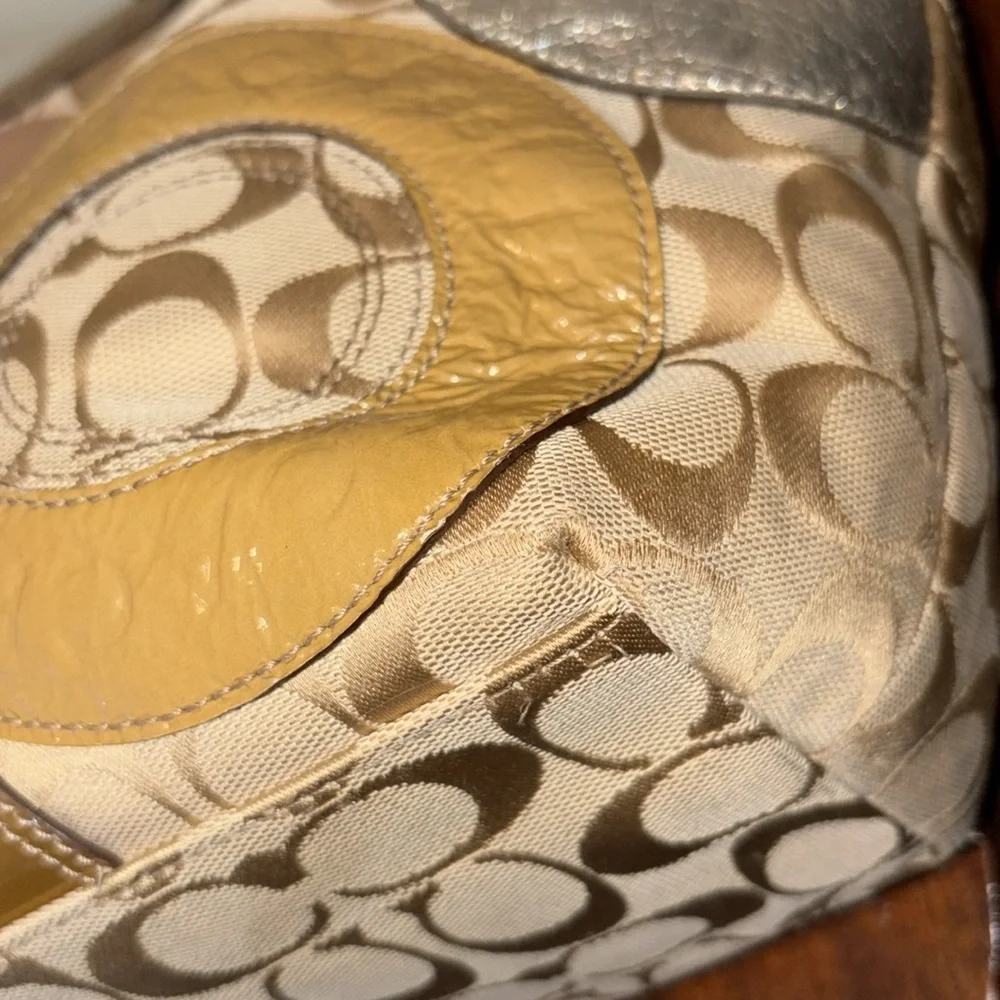 Coach  Vintage  Carly   patchwork NO callouts  canvas/leathers patent & metallic
